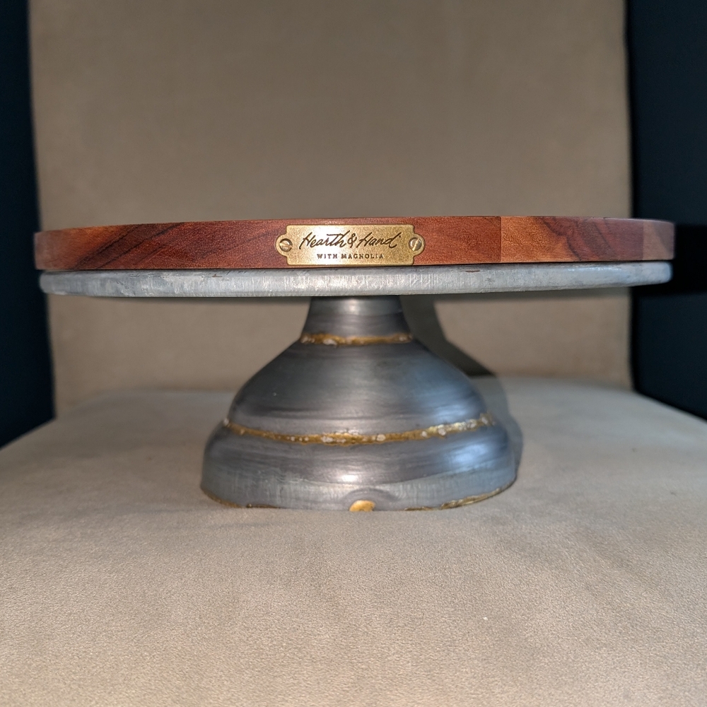Magnolia Hearth & Hand Wood and Metal Cake Stand